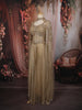 Champagne Gold Heavy Sequins and Zardozi Embroidered Design Net Palazzo Suit With Cape Style Over Coat