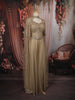 Champagne Gold Heavy Sequins and Zardozi Embroidered Design Net Palazzo Suit With Cape Style Over Coat
