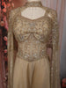 Champagne Gold Heavy Sequins and Zardozi Embroidered Design Net Palazzo Suit With Cape Style Over Coat