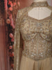 Champagne Gold Heavy Sequins and Zardozi Embroidered Design Net Palazzo Suit With Cape Style Over Coat