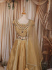Champagne Gold Heavy Sequins and Zardozi Embroidered Design Tissue Silk Party Wear Lehenga With Matching Dupatta