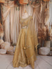Champagne Gold Heavy Sequins and Zardozi Embroidered Design Tissue Silk Party Wear Lehenga With Matching Dupatta