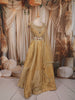 Champagne Gold Heavy Sequins and Zardozi Embroidered Design Tissue Silk Party Wear Lehenga With Matching Dupatta