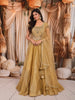 Champagne Gold Heavy Sequins and Zardozi Embroidered Design Tissue Silk Party Wear Lehenga With Matching Dupatta