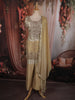 Champagne Gold Paisley Beads Embroidered Design Tissue Silk Palazzo Suit with Dupatta