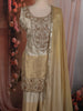 Champagne Gold Paisley Beads Embroidered Design Tissue Silk Palazzo Suit with Dupatta