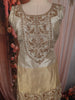 Champagne Gold Paisley Beads Embroidered Design Tissue Silk Palazzo Suit with Dupatta