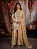 Champagne Gold Paisley Beads and Zardozi Embroidered Design Tissue Palazzo Suit