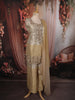 Champagne Gold Paisley Beads and Zardozi Embroidered Design Tissue Palazzo Suit