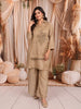 Champagne Gold Paisley Sequins and Zari Embroidered Design Tissue Silk Fancy Palazzo Suit