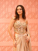 Champagne Gold Pearl Embroidered Design Holographic Indo Western Draped Skirt Corset Top