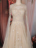 Champagne Gold Sequins Embellished Design Net Ball Gown