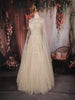 Champagne Gold Sequins Embellished Design Net Ball Gown