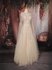 Champagne Gold Sequins Embellished Design Net Ball Gown