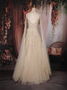 Champagne Gold Sequins Embellished Design Net Ball Gown