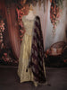 Champagne Gold Sequins and Beads Embroidered Design Tissue Silk Gown with Contrast Stripes Dupatta