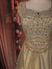 Champagne Gold Sequins and Beads Embroidered Design Tissue Silk Gown with Contrast Stripes Dupatta