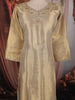 Champagne Gold Sequins and Beads Embroidered Design Tissue Silk Gown with Contrast Stripes Dupatta