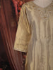 Champagne Gold Sequins and Beads Embroidered Design Tissue Silk Gown with Contrast Stripes Dupatta