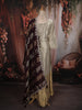 Ash Grey and Champagne Gold Sequins and Beads Embroidered Design Tissue Silk Gown with Contrast Stripes Dupatta