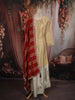 Champagne Gold Sequins and Beads Embroidered Design Tissue Silk Gown with Contrast Stripes Dupatta