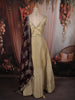 Champagne Gold Sequins and Beads Embroidered Design Tissue Silk Gown with Contrast Stripes Dupatta