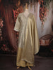 Champagne Gold Sequins and Beads Embroidered Design Tissue Silk Gown with Designer Stripes Dupatta