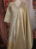 Champagne Gold Sequins and Beads Embroidered Design Tissue Silk Gown with Designer Stripes Dupatta