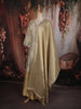 Champagne Gold Sequins and Beads Embroidered Design Tissue Silk Gown with Designer Stripes Dupatta