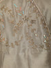 Champagne Gold Sequins and Beads Embroidered Design Tissue Silk Gown with Designer Stripes Dupatta
