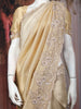 Champagne Gold Sequins and Beads Embroidered Tissue Banarasi Saree
