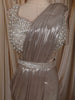 Champagne Gold Shimmer Solid Design Ready To Wear Saree with Heavy Embroidered Blouse and Hip Belt
