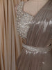 Champagne Gold Shimmer Solid Design Ready To Wear Saree with Heavy Embroidered Blouse and Hip Belt
