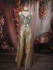 Champagne Gold Silver Mirror Embellished Design Tissue Palazzo Suit with Choker Dupatta