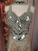 Champagne Gold Silver Mirror Embellished Design Tissue Palazzo Suit with Choker Dupatta
