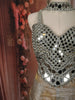 Champagne Gold Silver Mirror Embellished Design Tissue Palazzo Suit with Choker Dupatta