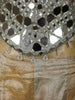 Champagne Gold Silver Mirror Embellished Design Tissue Palazzo Suit with Choker Dupatta