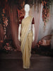 Champagne Gold Zig Zag Design Satin Saree with Scalloped Border