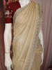 Champagne Gold Zig Zag Design Satin Saree with Scalloped Border
