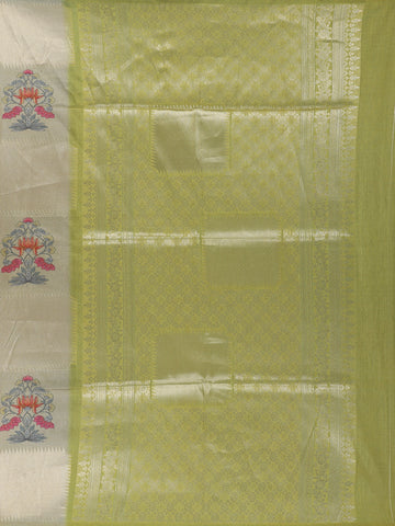 Champagne Gold floral Design Semi Tissue Saree - Diadem