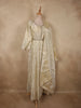 Champagne Ivory Floral Zari Embroidered Design Tissue Silk Gown with Dupatta