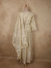 Champagne Ivory Floral Zari Embroidered Design Tissue Silk Gown with Dupatta
