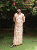 Champagne Peach Geometric Zari Woven Design Semi Silk Shirt with Zari Border Matching Dhoti Set
