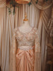 Champagne Peach Paisley Sequins and Beads Embroidered Design Satin Indo Western Draped Skirt and Top with Cape