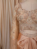 Champagne Peach Paisley Sequins and Beads Embroidered Design Satin Indo Western Draped Skirt and Top with Cape