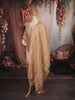 Champagne Rose Gold Beads Embroidered Design Tissue Silk Straight Cut Salwar Suit with Matching Dupatta