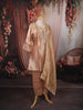 Champagne Rose Gold Beads Embroidered Design Tissue Silk Straight Cut Salwar Suit with Matching Dupatta