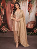 Champagne Rose Gold Beads Embroidered Design Tissue Silk Straight Cut Salwar Suit with Matching Dupatta