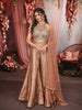Champagne Rose Gold Floral Stone Embellished Design Banarasi Silk Party Wear Palazzo Suit with Matching Dupatta