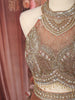 Champagne Rose Gold Floral Stone Embellished Design Banarasi Silk Party Wear Palazzo Suit with Matching Dupatta